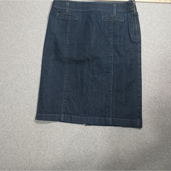 Ann Taylor Denim Pencil Skirt Size 4 Blue Jean Side Zip Pockets Career. - Picture 1 of 7